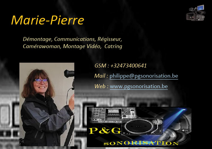 Marie-Pierre.2_Equipe_Entete_P&G_Sonorisation_jeux_de_lumiere_soiree_DJ_Video_evenements_fetes_Belgique_hainaut_leuze_Tournai_mons