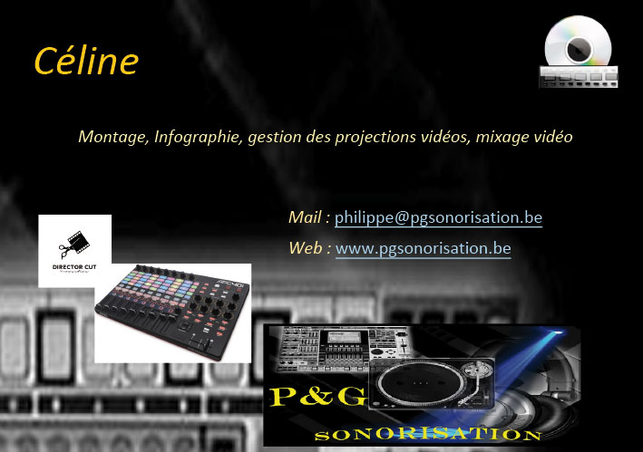 céline.1_Equipe_Entete_P&G_Sonorisation_jeux_de_lumiere_soiree_DJ_Video_evenements_fetes_Belgique_hainaut_leuze_Tournai_mons